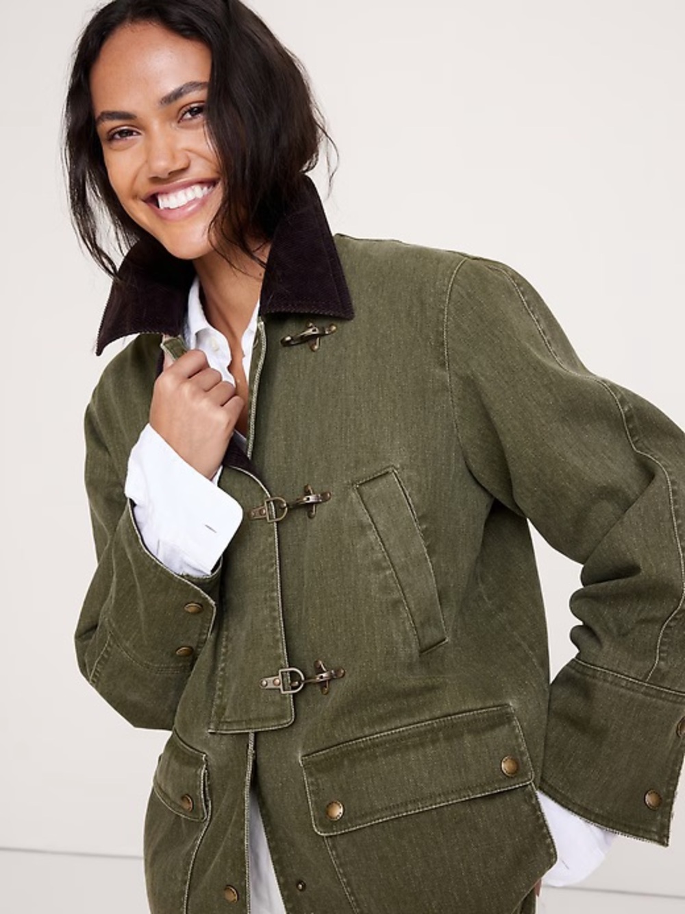 NWT Banana Republic Barn Coat in Olive Green, Size XS $2